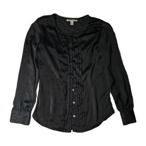 Banana Republic Women's Black Satin Blouse XS/P Button Down Old Money Office